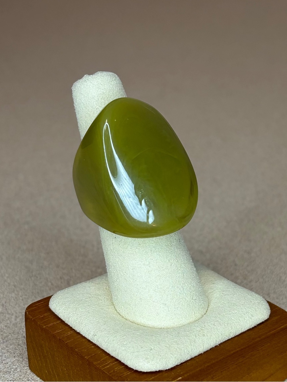 Olive Green Resin Statement Ring – Oversized Dome Ring
